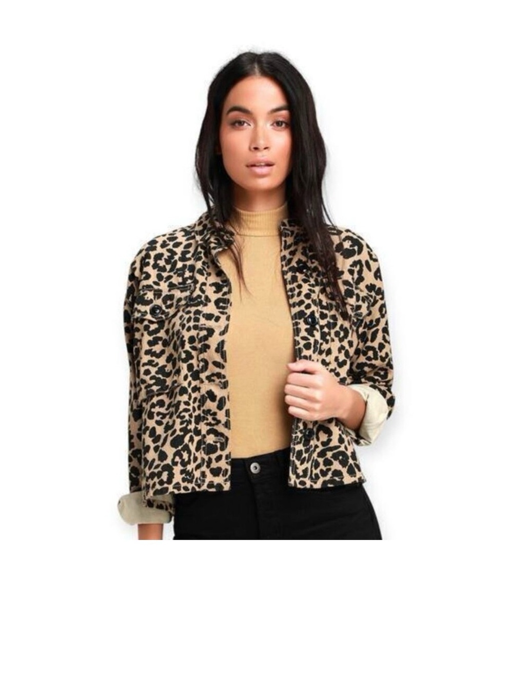 Lulus Exclusive Mustard Seed Leopard Jacket Size Small